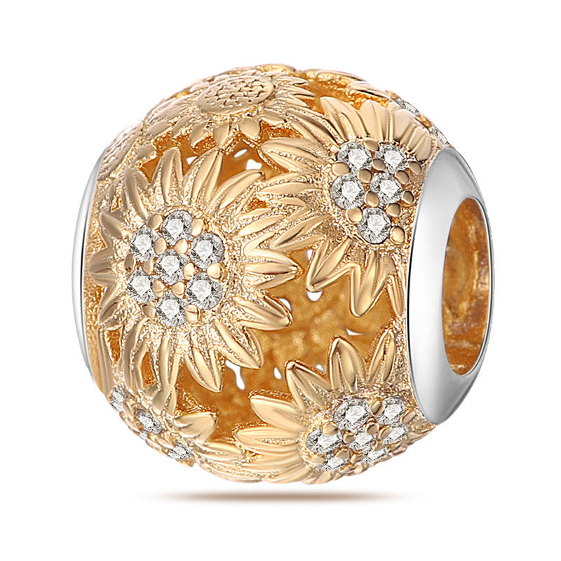 Bracelet pendentif en cuivre en forme de tournesol