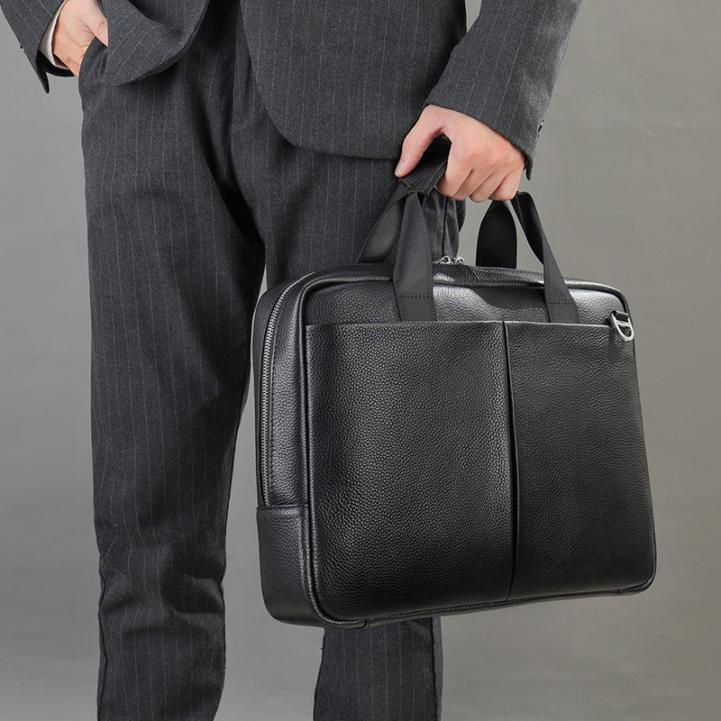 Cuir véritable Grande capacité mallette homme horizontale première couche ordinateur de vache Sto