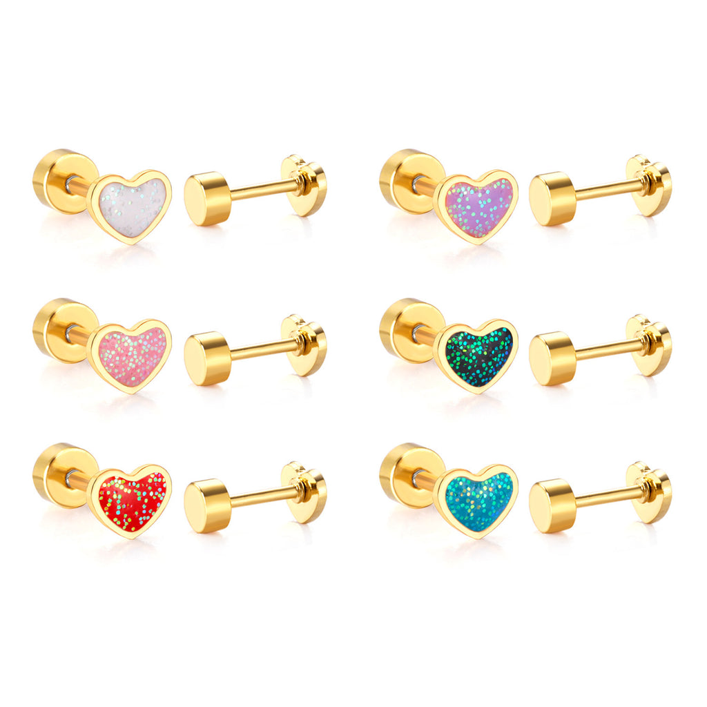 Boucles d'oreilles Crown-flower mignons et doux Boucles d'oreilles Stud en acier inoxydable