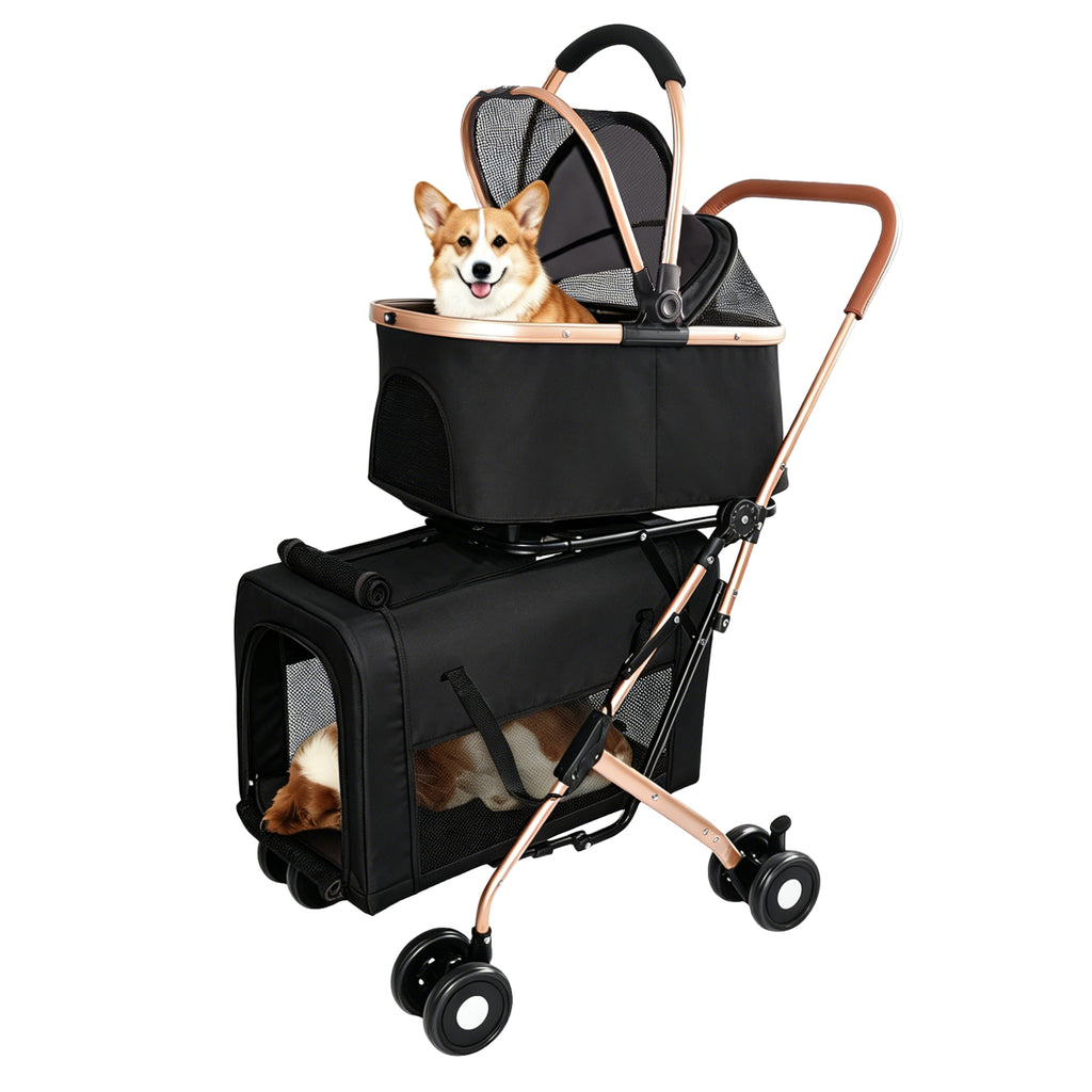 Poussette double pour chiens et chats