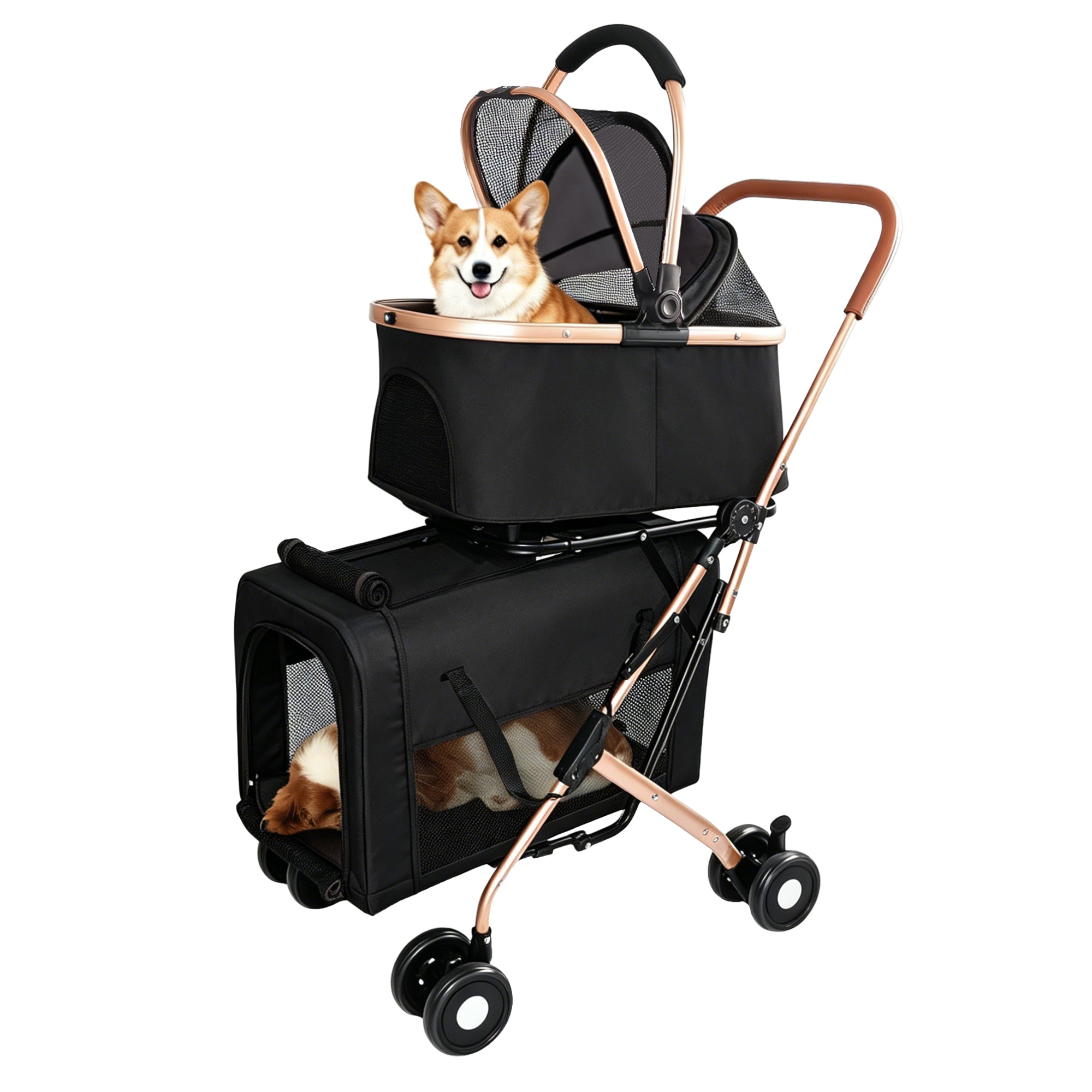 Poussette double pour chiens et chats