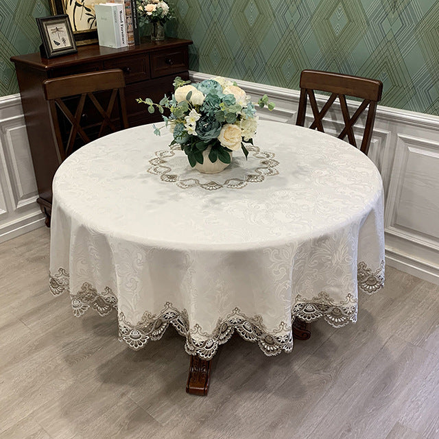 Dentelle ronde de style européen Couvercle de table simple de couleur solide