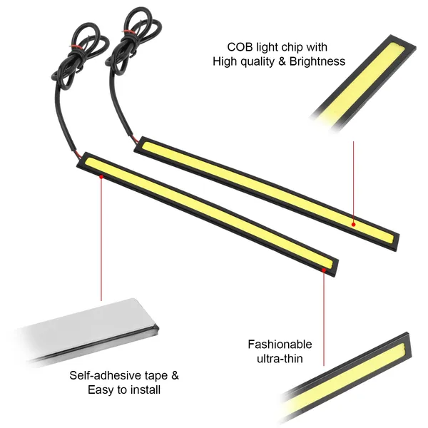 2Pcs LED Daytime Running Lights Car LED COB DRL Fog Lights IP45 Waterproof LED Strip Fog D