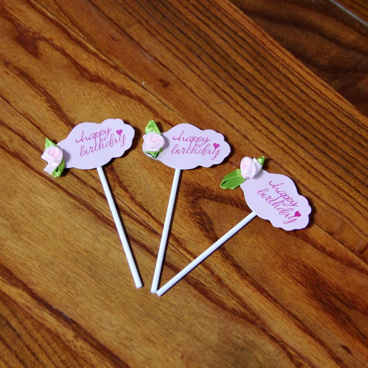 Décoration de gâteau d'anniversaire Fleur de Bowknot écrue