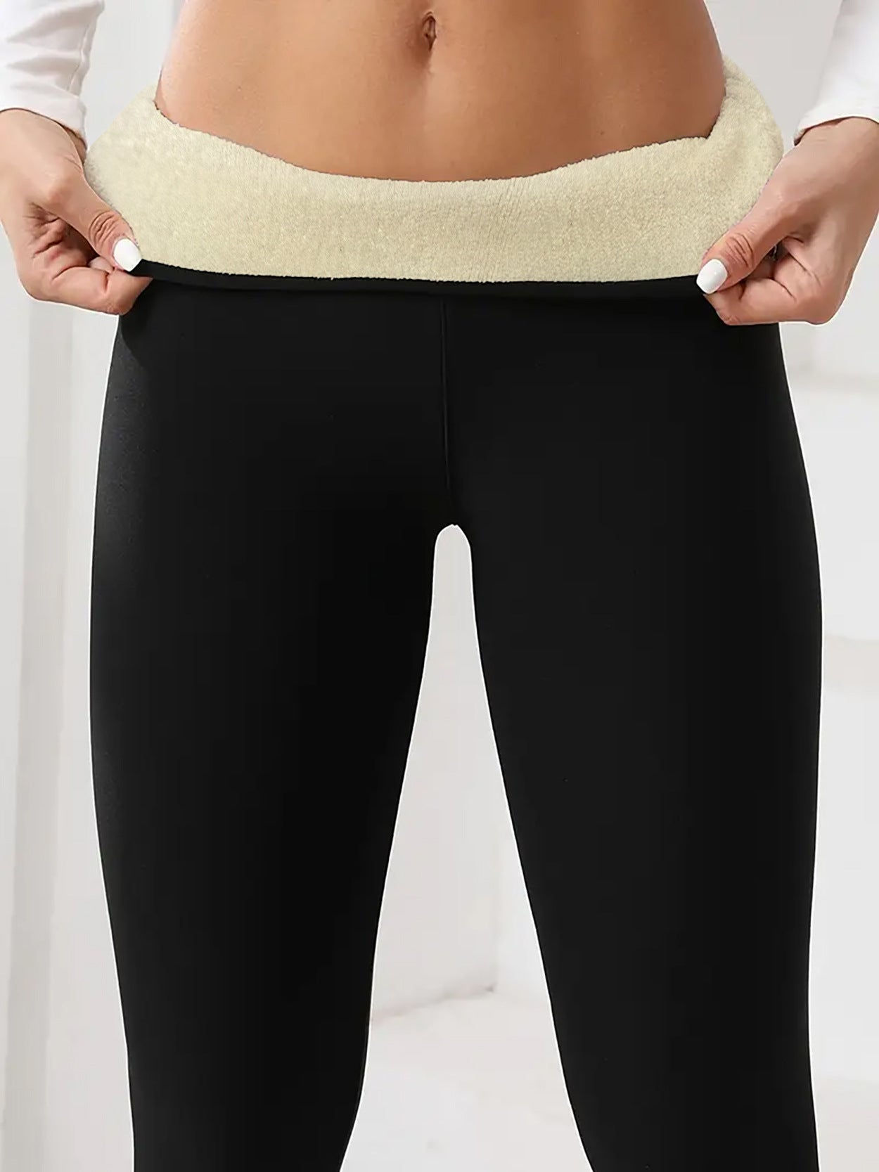 Leggings à manches hautes en polaire élastique thermique