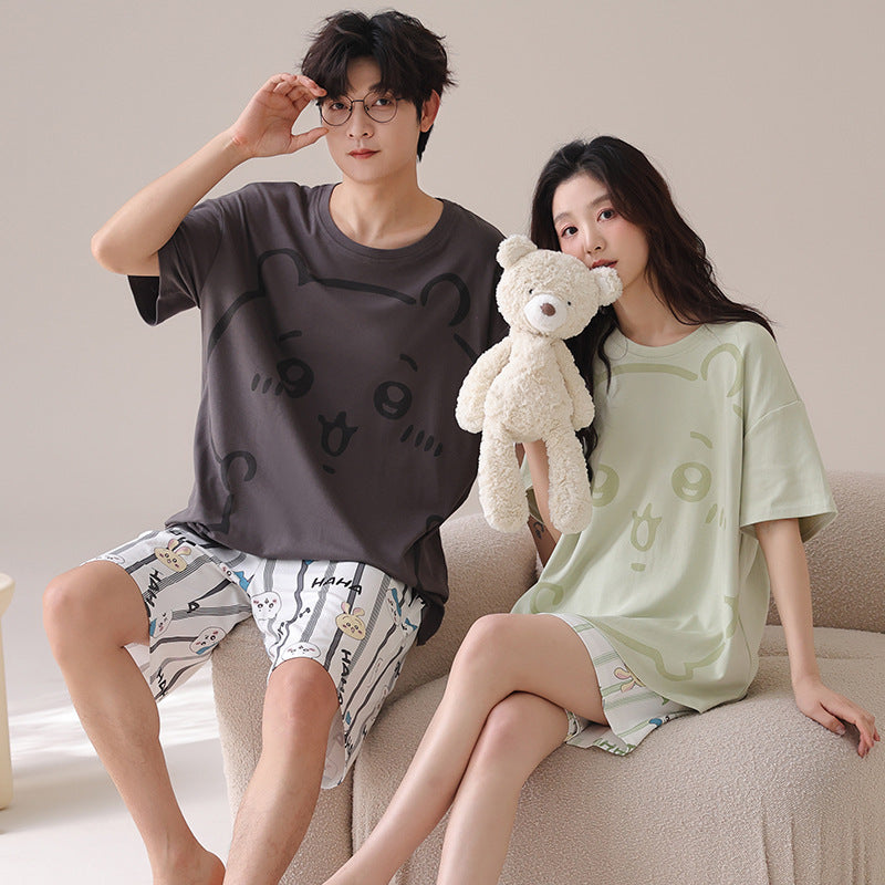 Port d'extérieur Loose Short à manches courtes Couple Pajamas