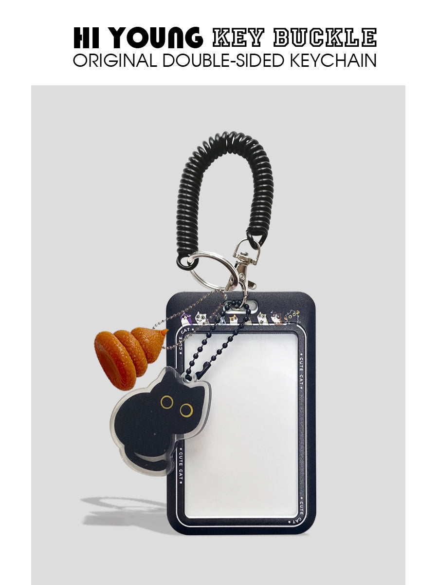 Original Cute Little Black Cat Card Holder Portable Bus Subway Canteen Student ID