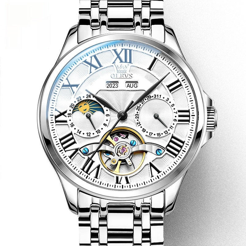 Automatic Mechanical Watch Business Simplicité Double Calendrier Montre Homme