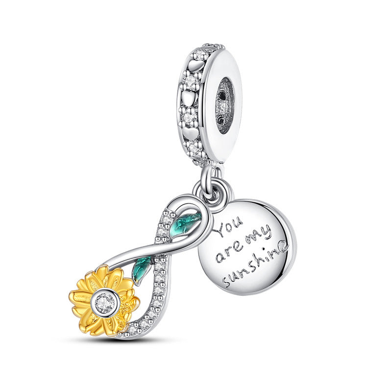 Bracelet pendentif en cuivre en forme de tournesol