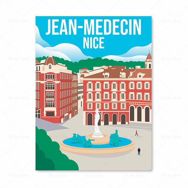 Vieille affiche de voyage toile peinture photo d'art