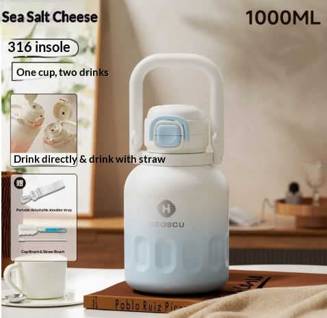 Bouteille d'eau de paille de grande capacité avec isolation