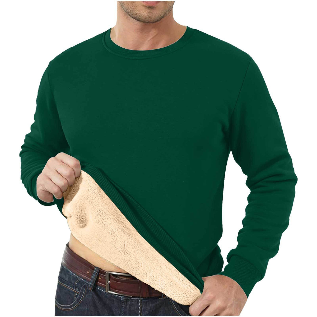 Amazon Autumn and Winter Sweatshirt Hommes Velvet Rond Col Solide Couleur Loose Thermal Unde