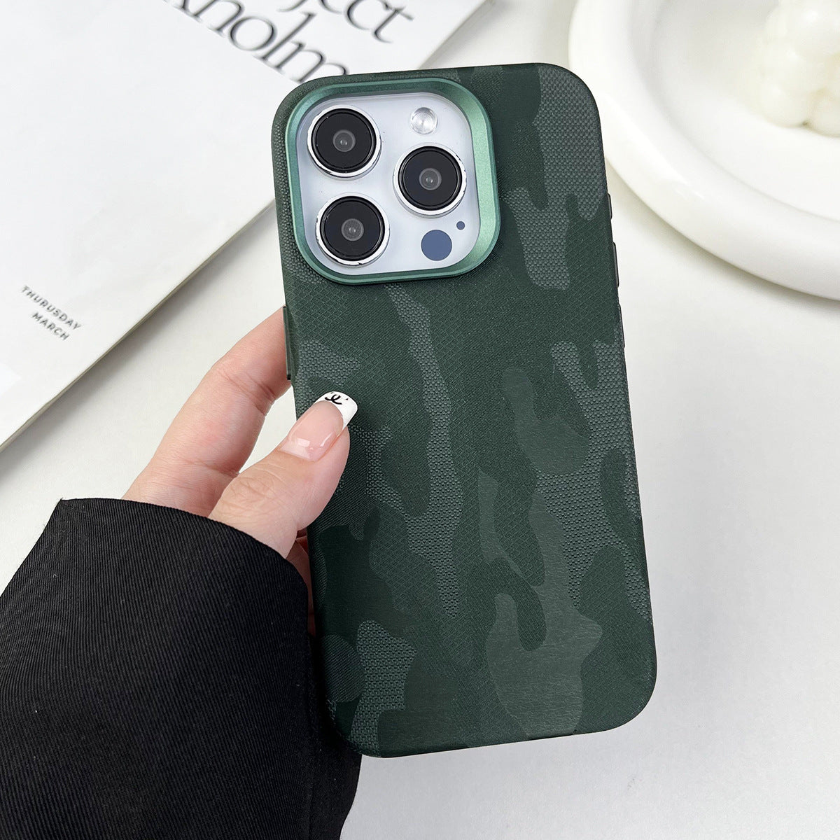 Boîtier de téléphone magnétique tout compris en cuir Camouflage