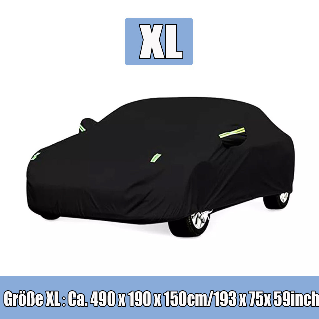 All Weather Full Car Cover 190T Polyester Protection anti-poussière UV Bretelles anti-vent avec Re