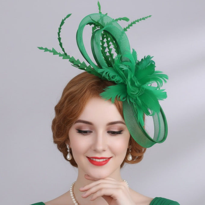 Creative Retro Élégant vert plume cheveux accessoire