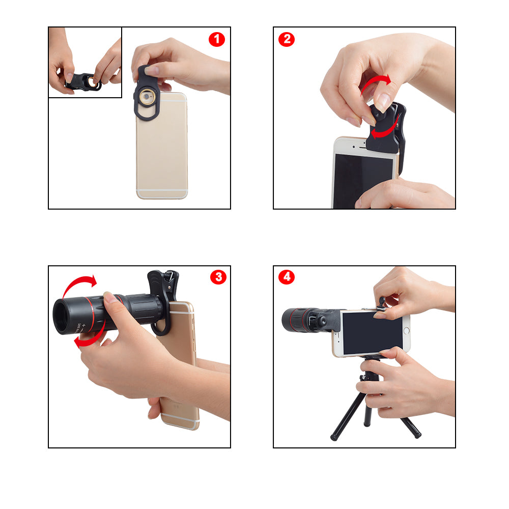Compatible 18X Telescope Zoom Objectif mobile pourSamsung Smartphones Universal Clip Telefon Ca