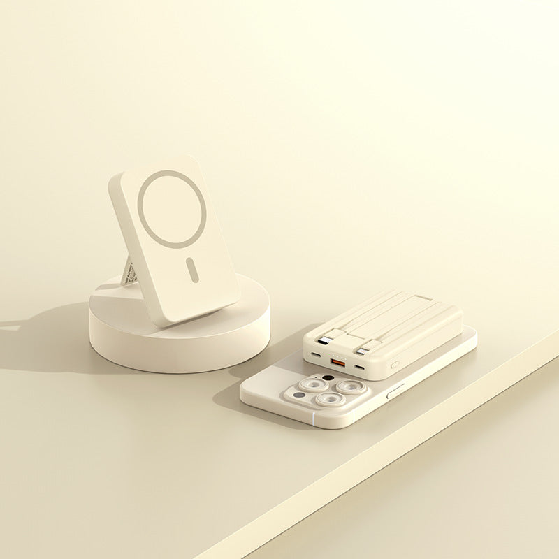 Banque d'alimentation Deux voies Super rapide Charge magnétique Portable Banque d'alimentation sans fil avec ligne