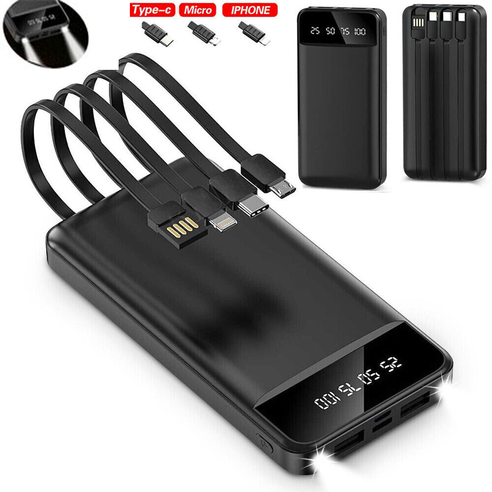 Power Bank Pack 30000mAh Fast Charger 4 USB Portable Charger for Mobile Phone