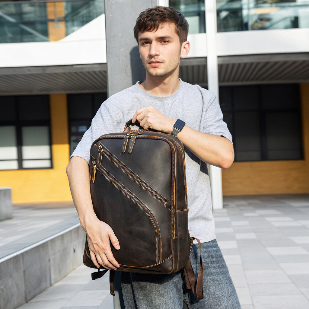 Commerce extérieur Sac à dos pour hommes en cuir de cheval fou le mieux vendu