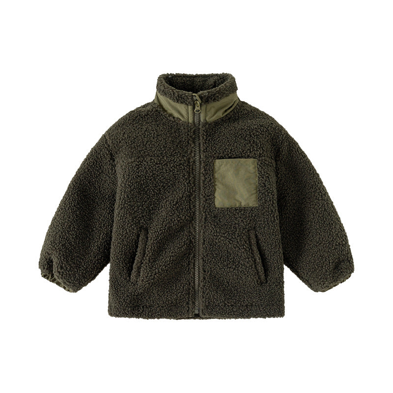 Manteau épaissie Baby Fliece Stand Collier Top de couture
