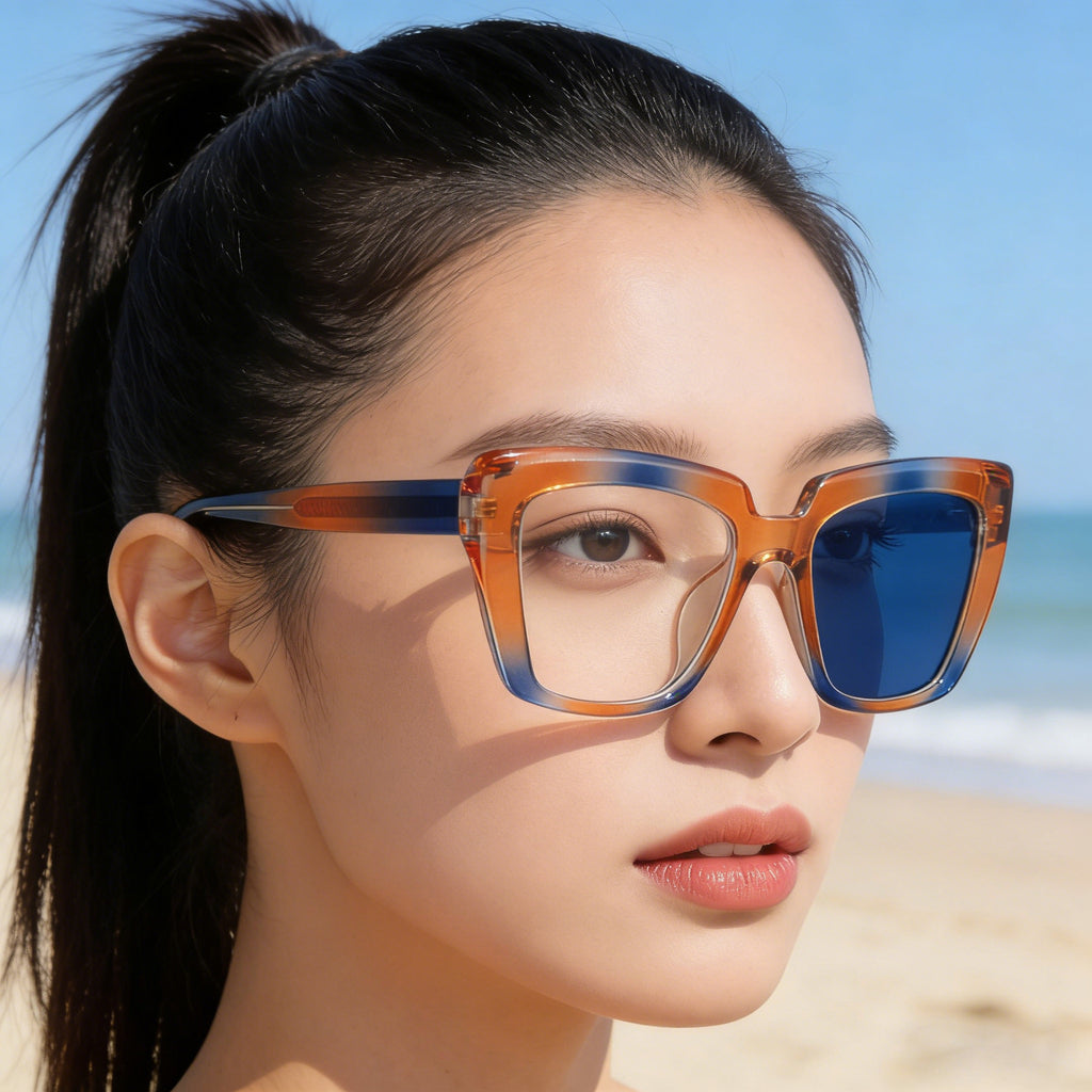 Lunettes de soleil de style européen et américain avec verres à changement de couleur