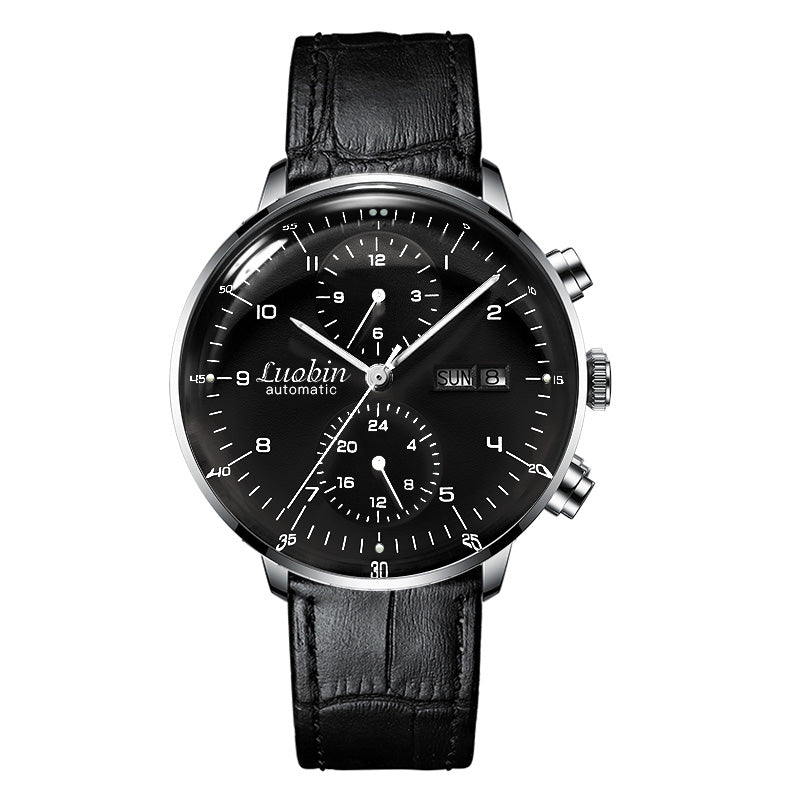 Montre mécanique entièrement automatique Multifonctionnel Business Simple Luminous Waterproof