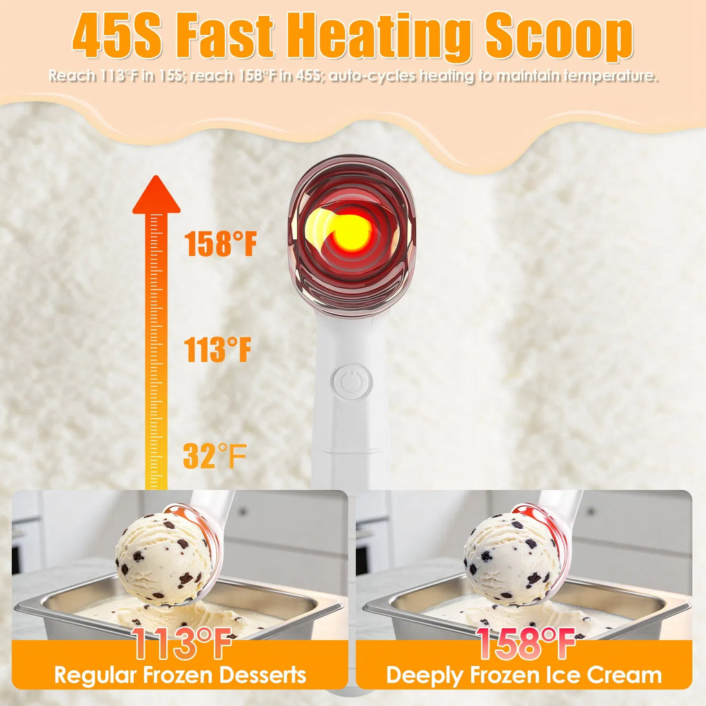 Crème glacée chauffée Scoop électrique rechargeable Crème glacée Scooper IP66 Imperméable 45S rapide Il