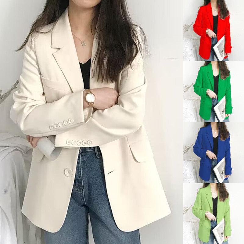 Veste à manches longues pour femmes en couleur unie