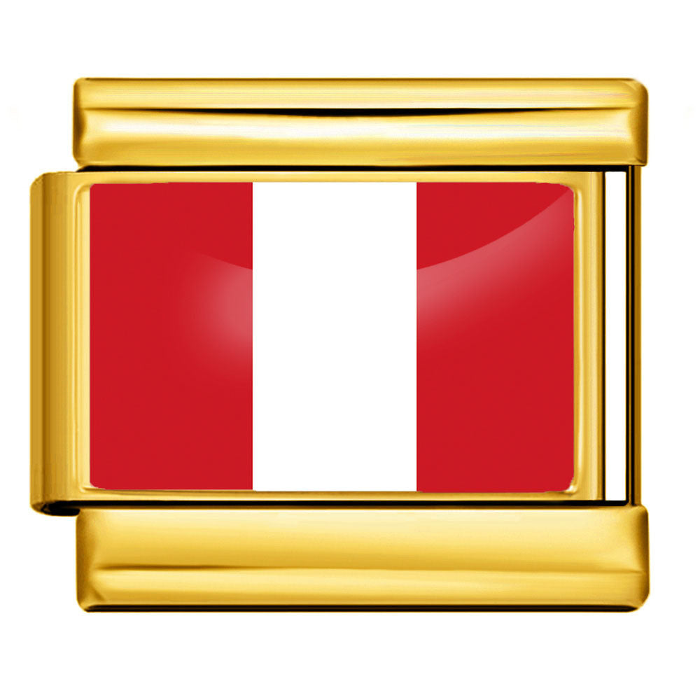 Arrière-plan d'or World Flag Photo Epoxy Italien Module Bracelet