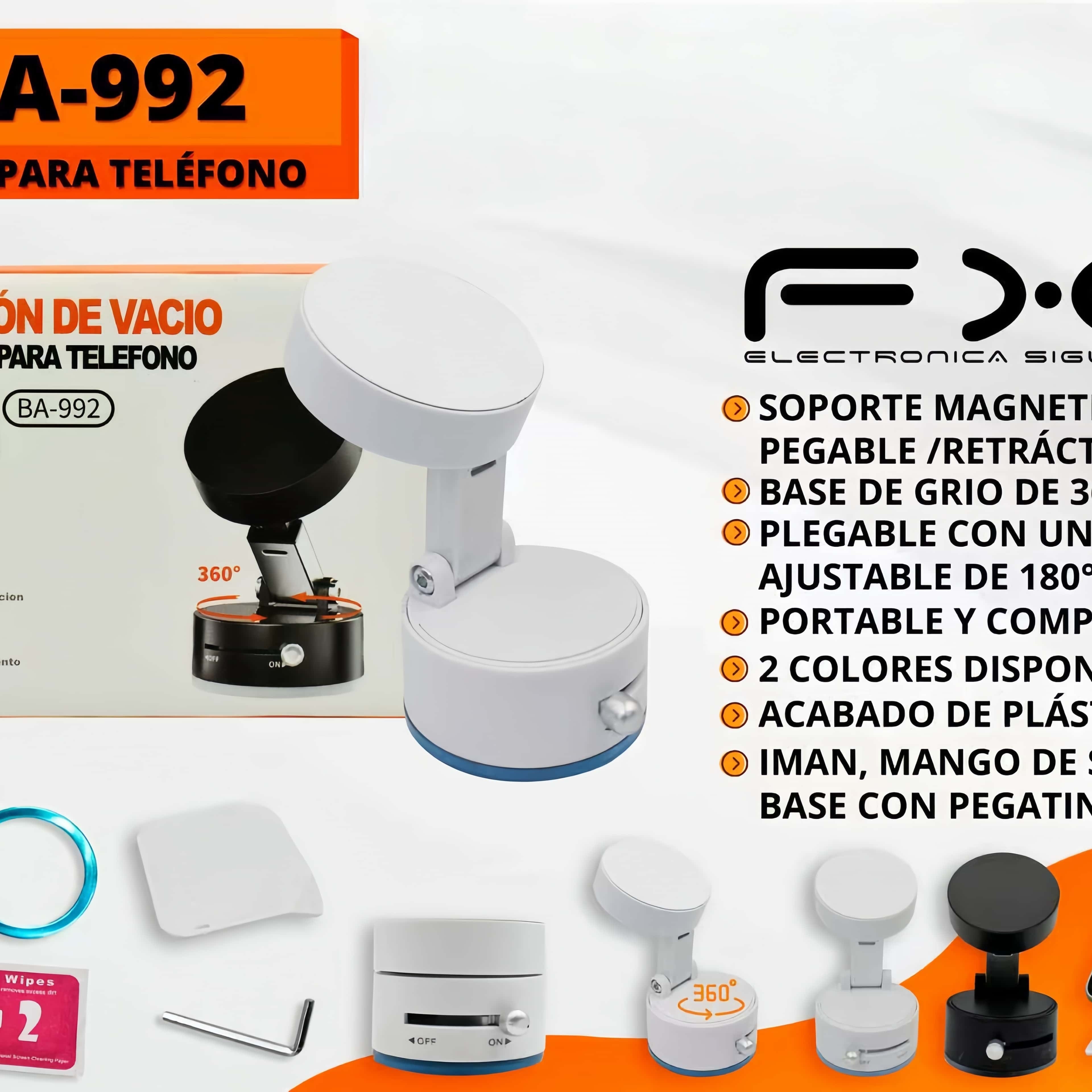 Support de téléphone mobile Pliage magnétique Rotation 360° 180° Angle réglable blanc