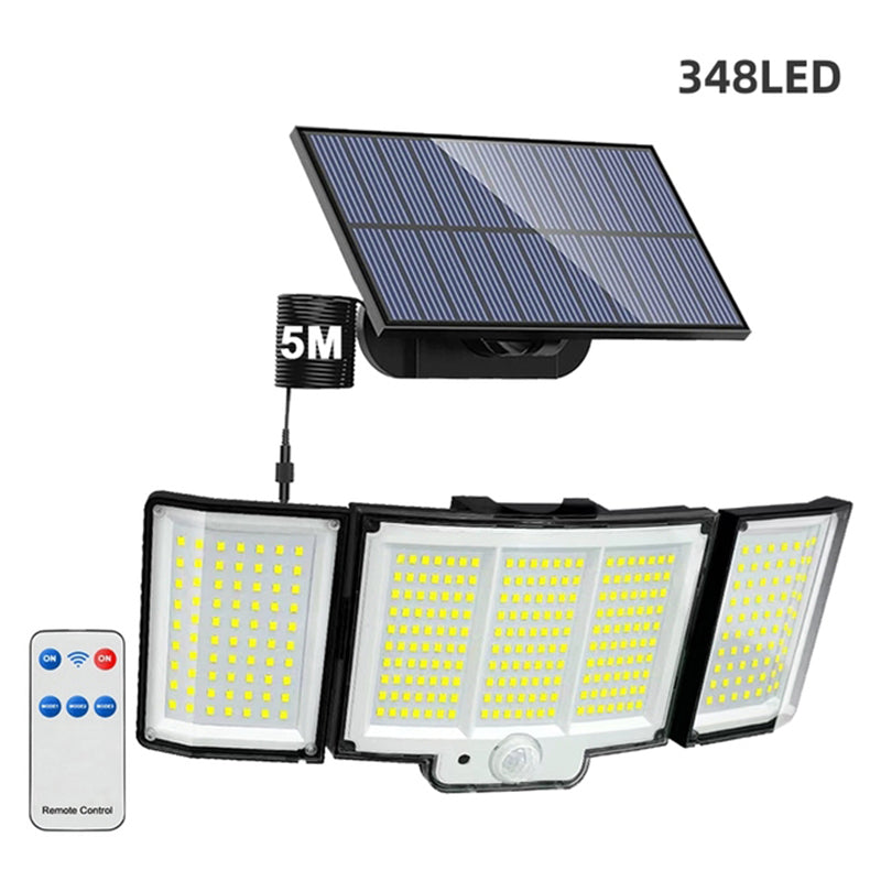 1,2 Pack Solar Lights Outdoor 348 LED Motion Sensor Lights With Remote Control 3 Head Wate