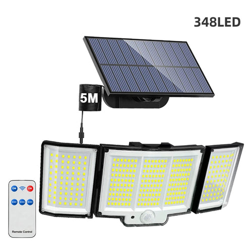 1/2 Pack Solar Lights Outdoor 348 LED Motion Sensor Lights With Remote Control 3 Head Waterp
