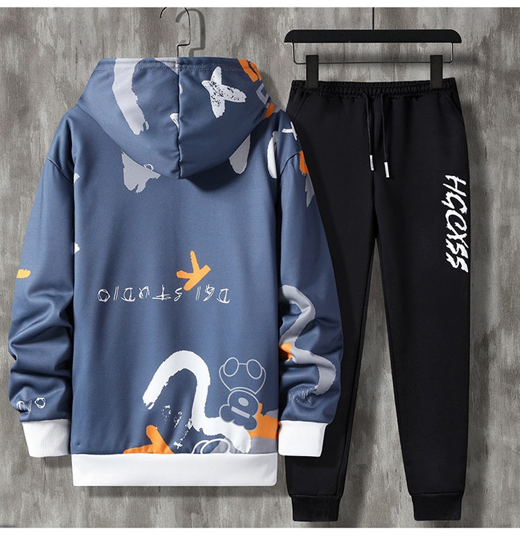 Men's Spring and Autumn Long Sleeve Zipper Imprimé costume occasionnel