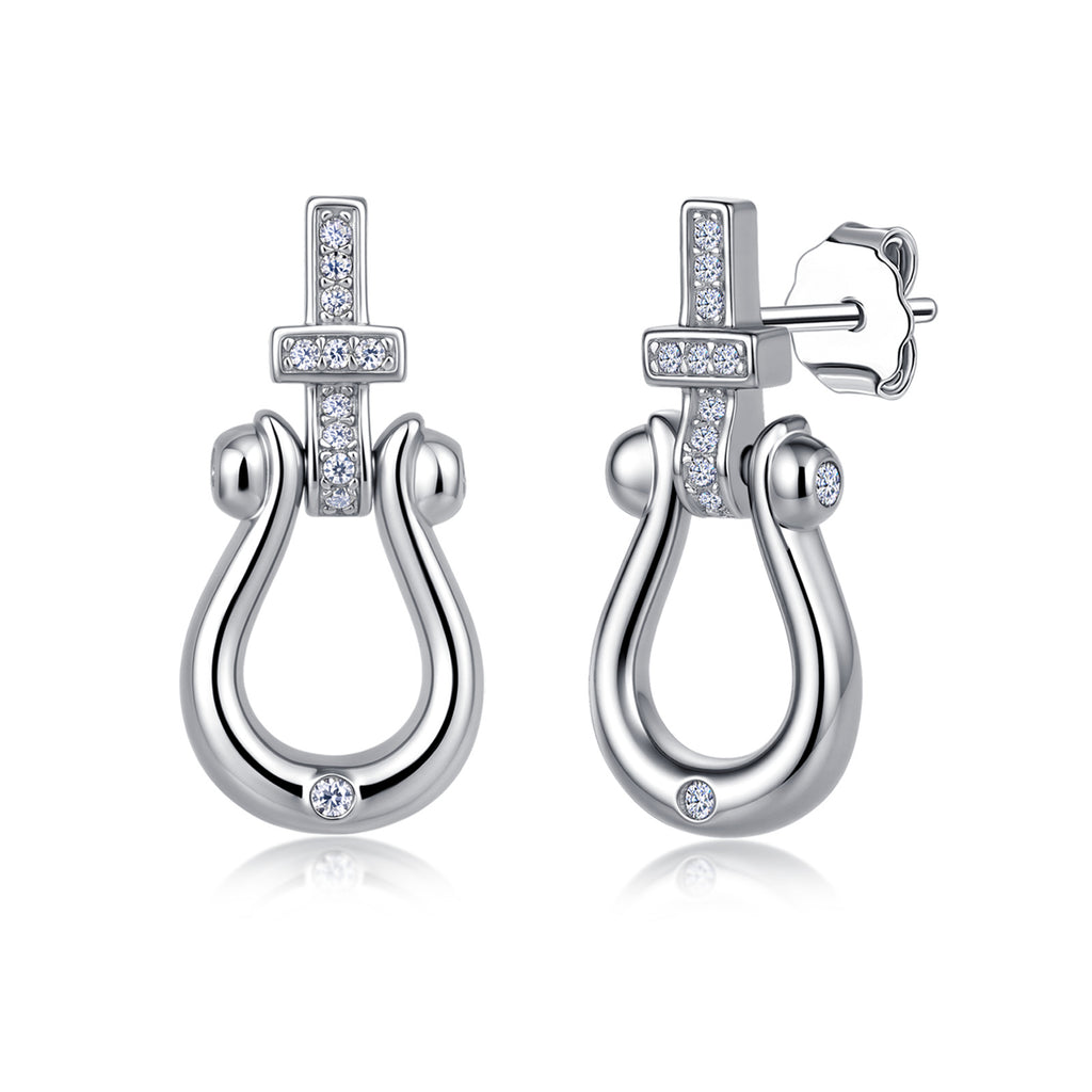 S925 Boucles d'oreilles en fer à cheval en argent sterling