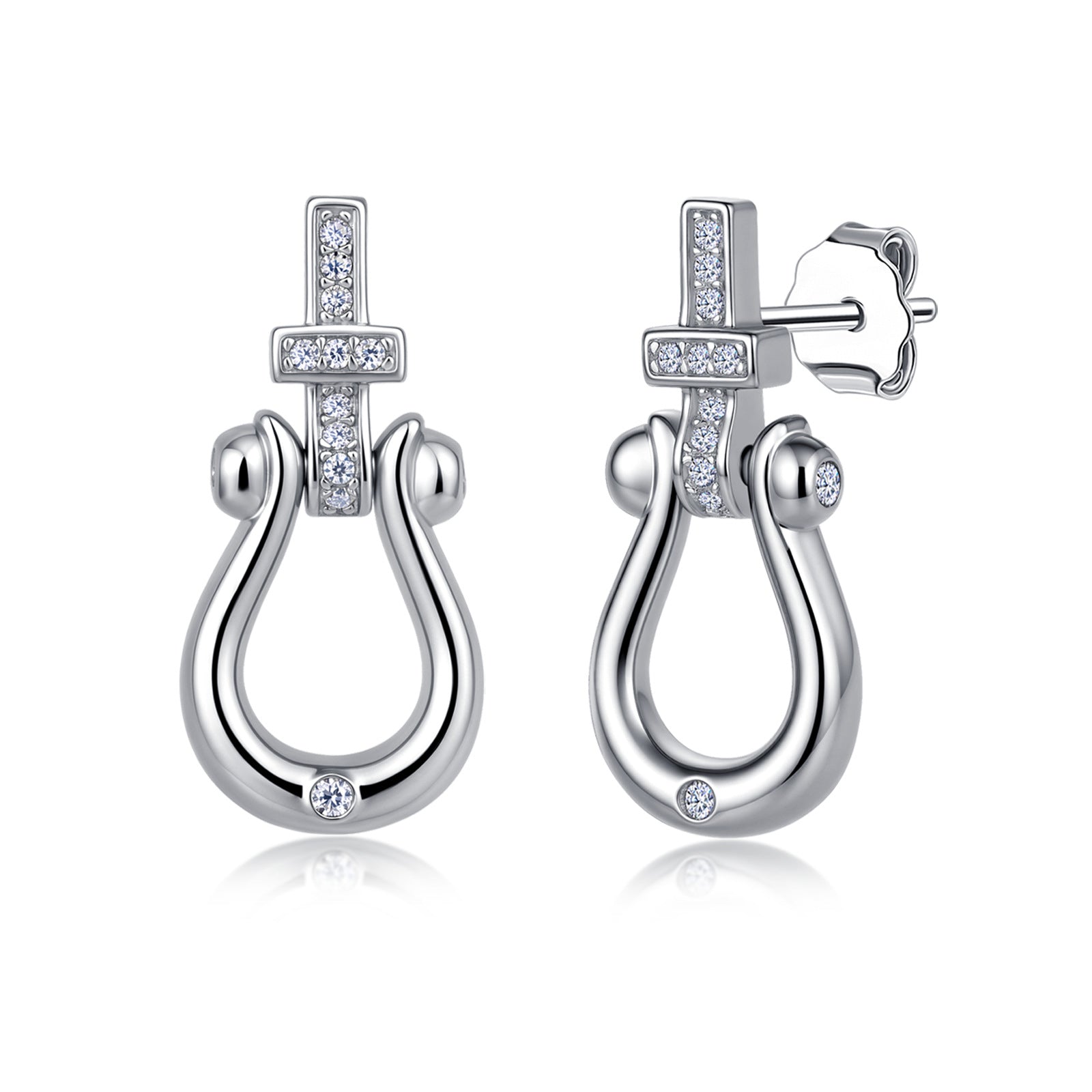S925 Boucles d'oreilles en fer à cheval en argent sterling