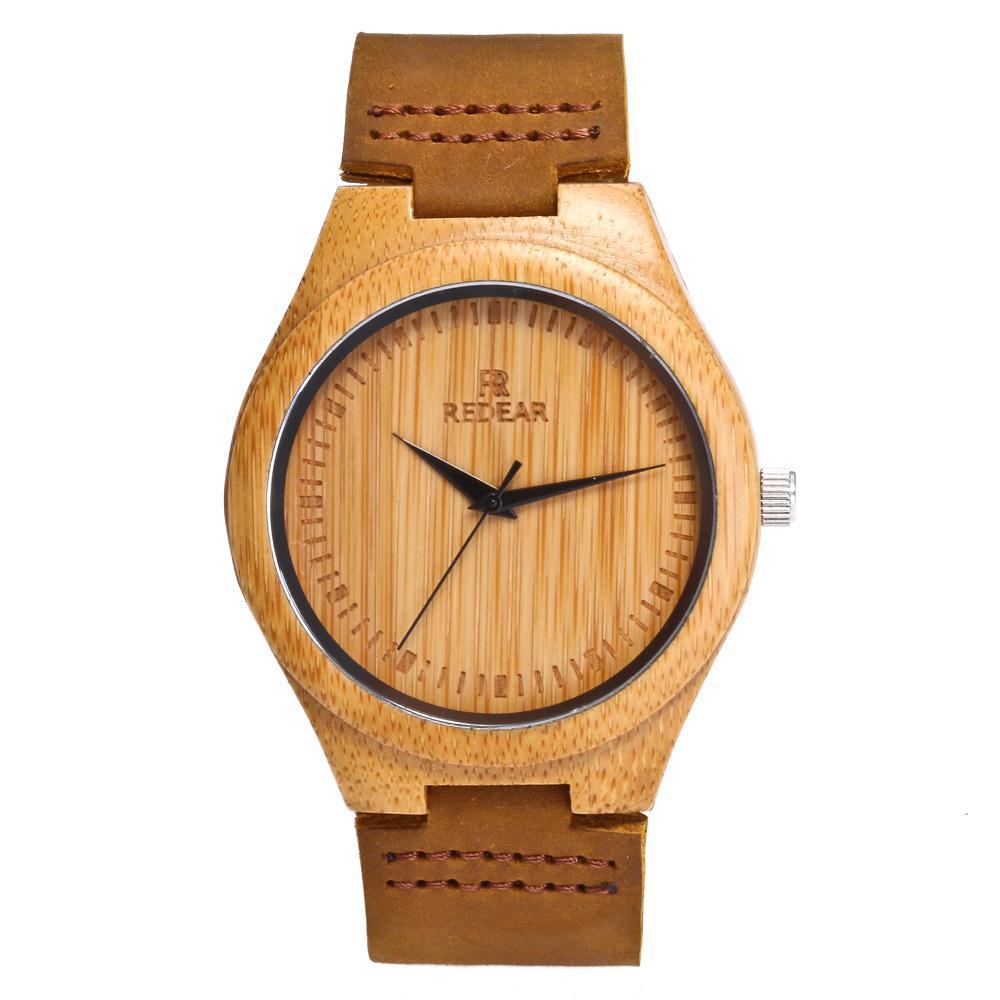Montre à quartz en bambou