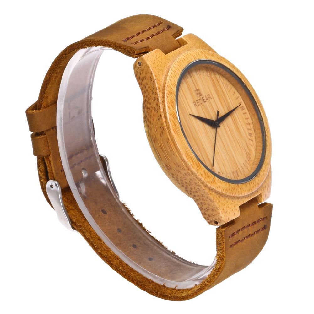 Montre à quartz en bambou