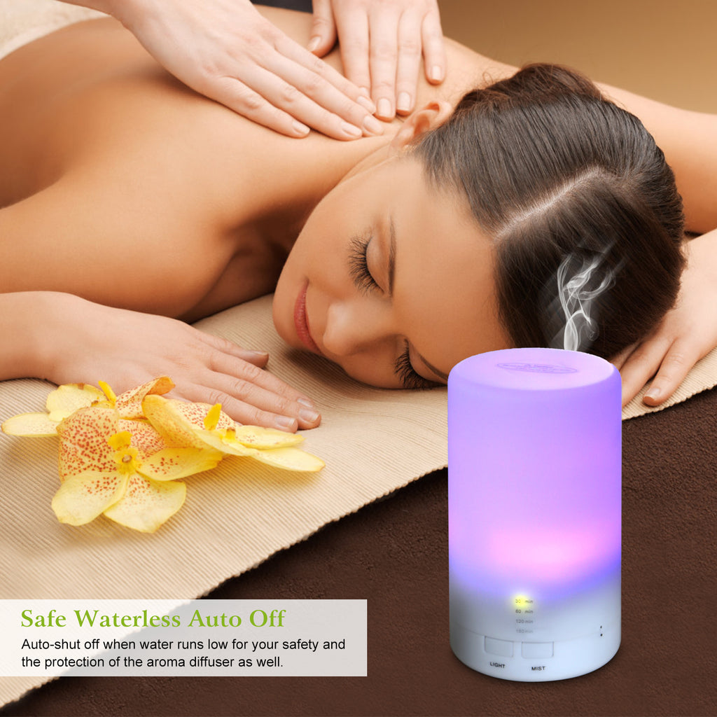 1Pc Mini Cool Mist Humidificateur Ultrasonic Aroma Essential Oil Diffuseur avec 7 couleurs LED Lig