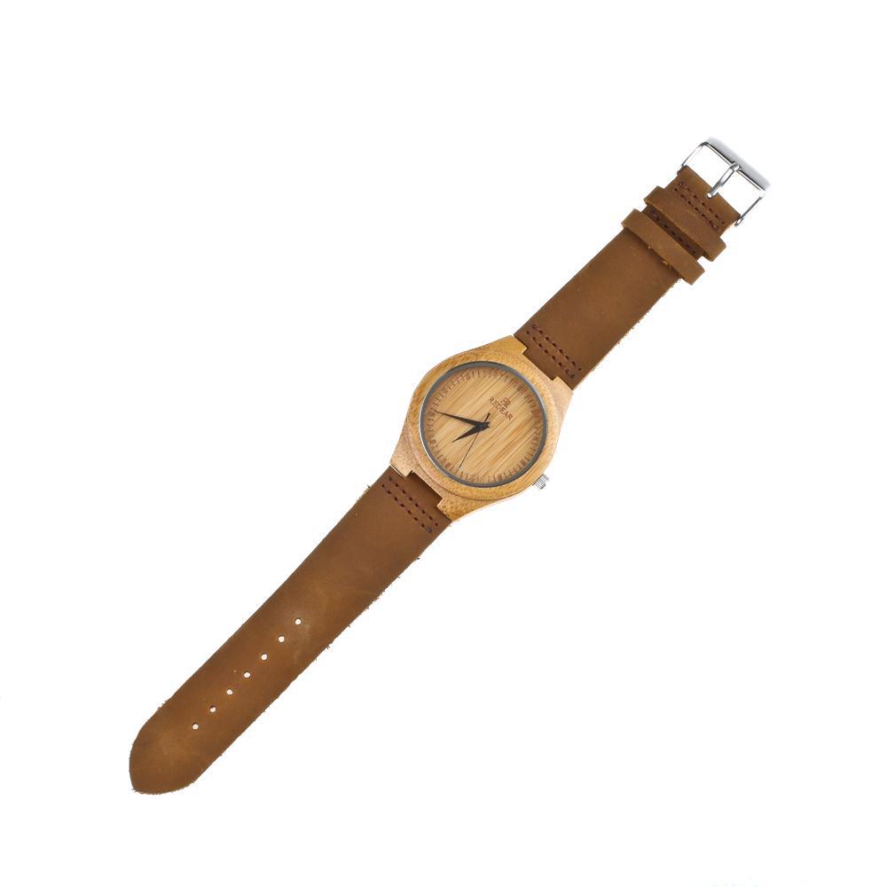 Montre à quartz en bambou