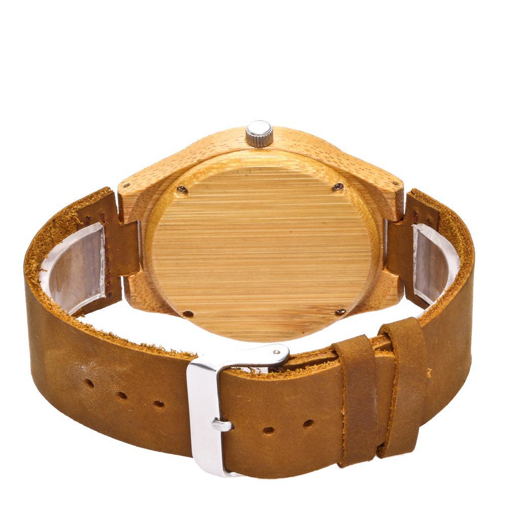 Montre à quartz en bambou