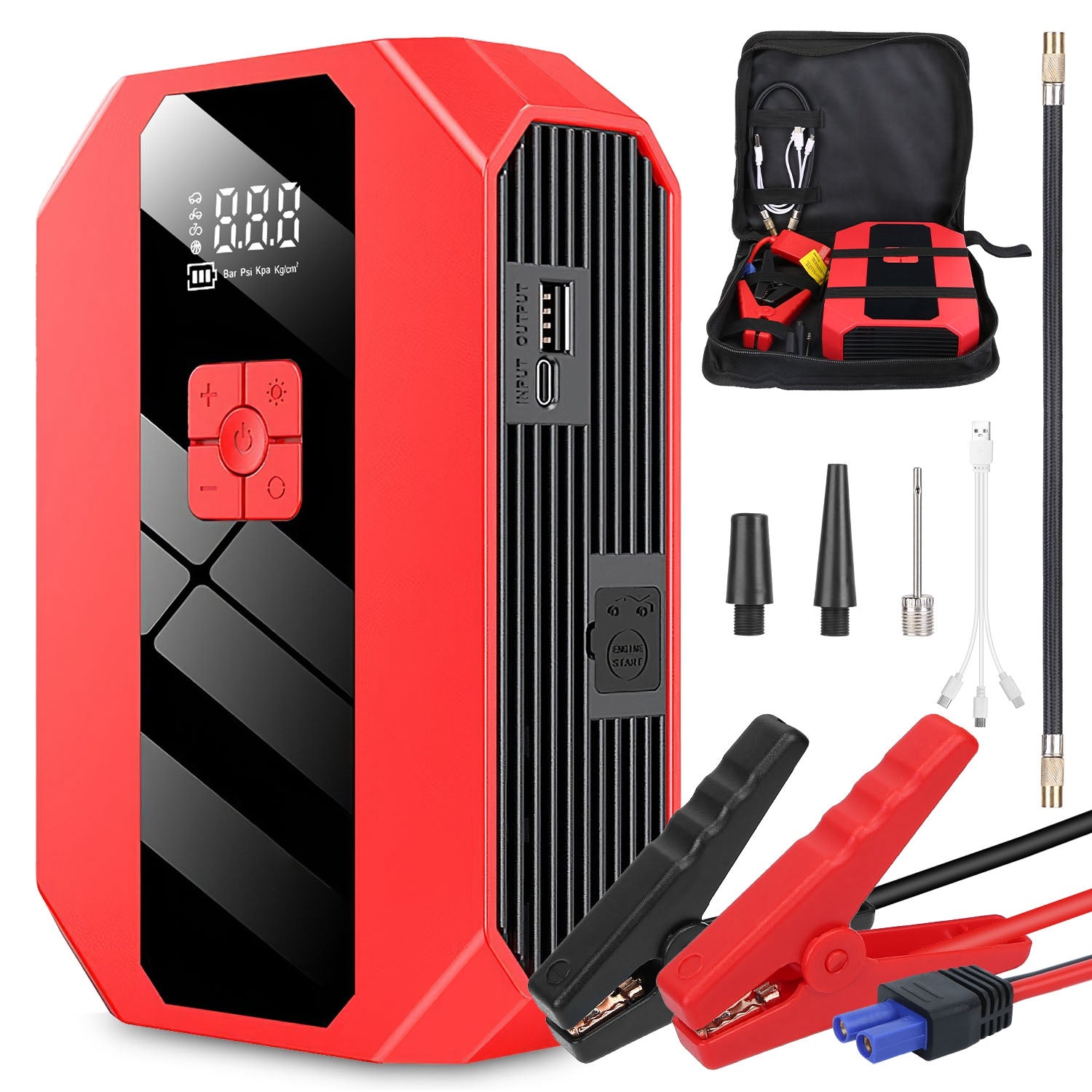Compresseur d'air de démarrage de voiture portable 1Pc 1500A 400PSI Chargeur de batterie de voiture Jump Starter