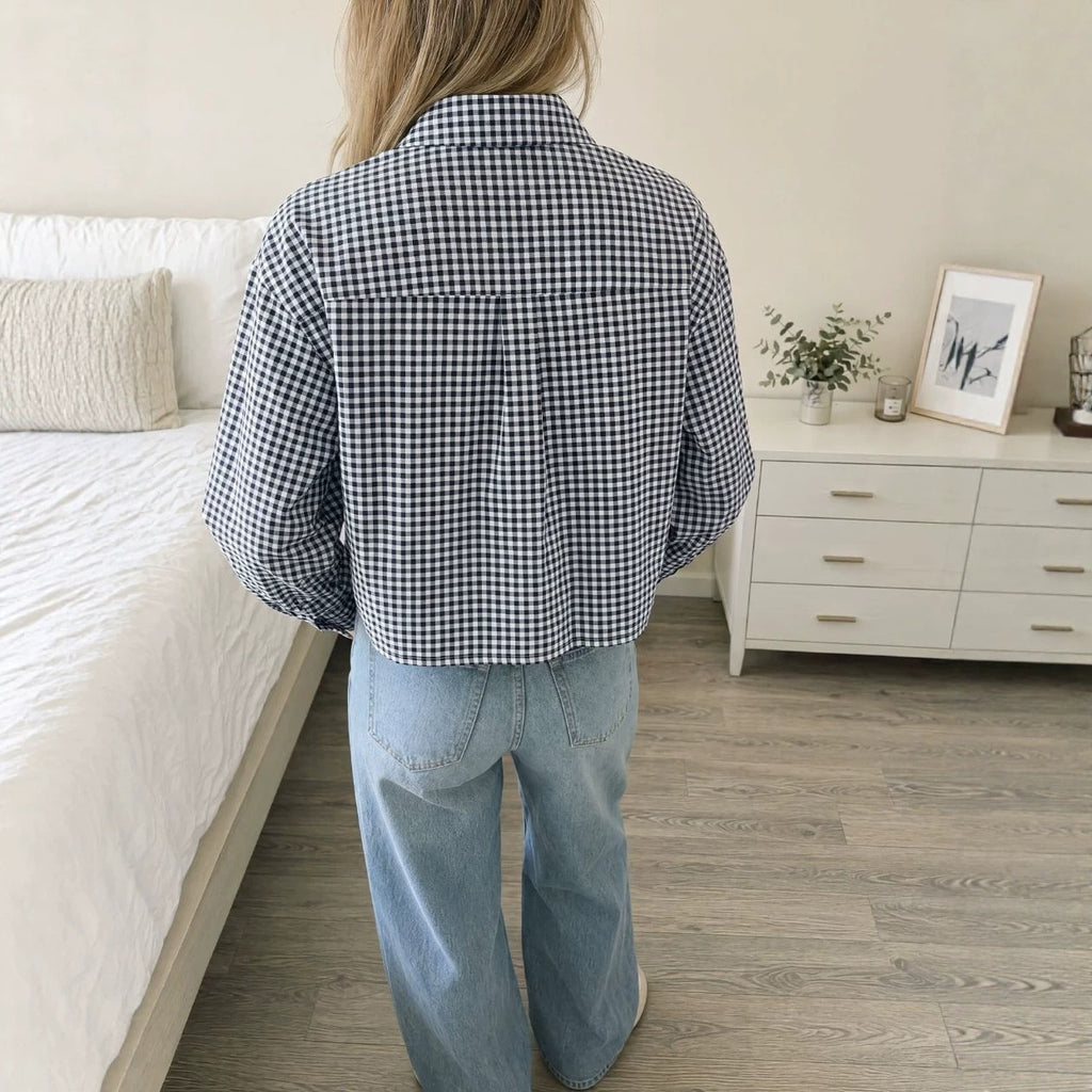 Chemise courte en cuir taille haute pour femmes