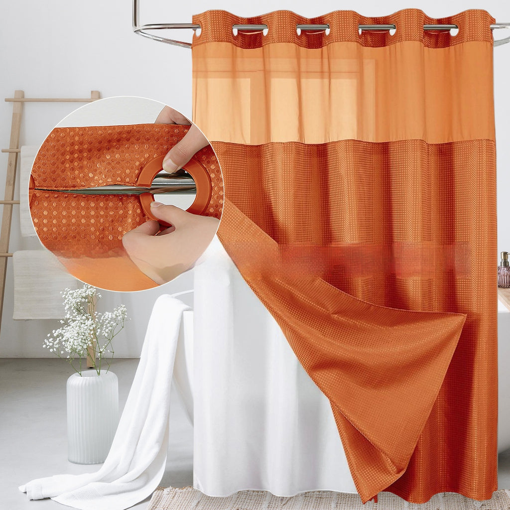 Rideau de douche à double couche en forme de gaufre, de couleur unie