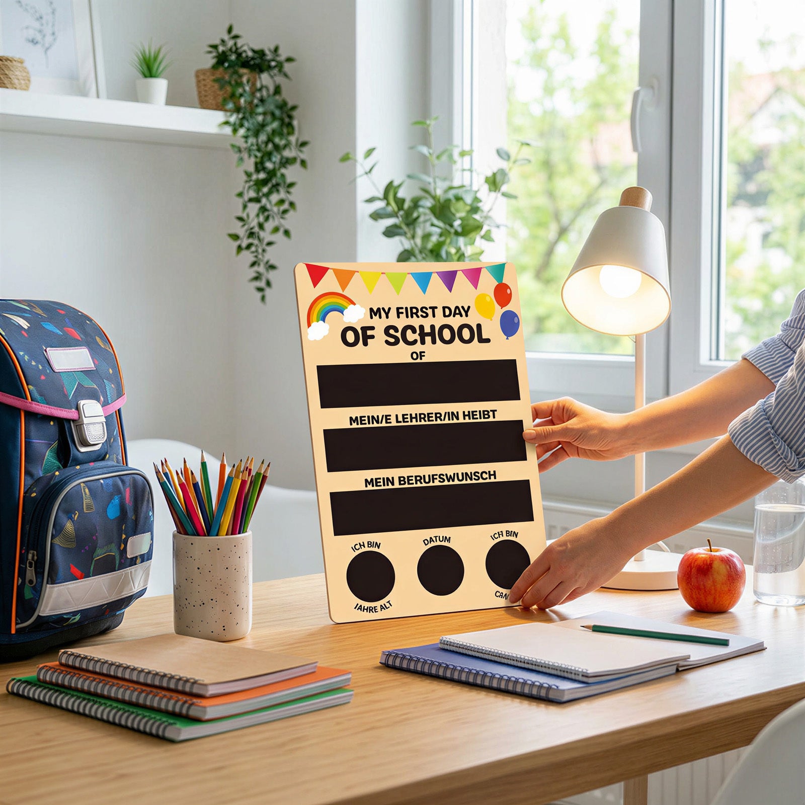 Wooden Milestone Board pour le premier jour d'école – Un écritable