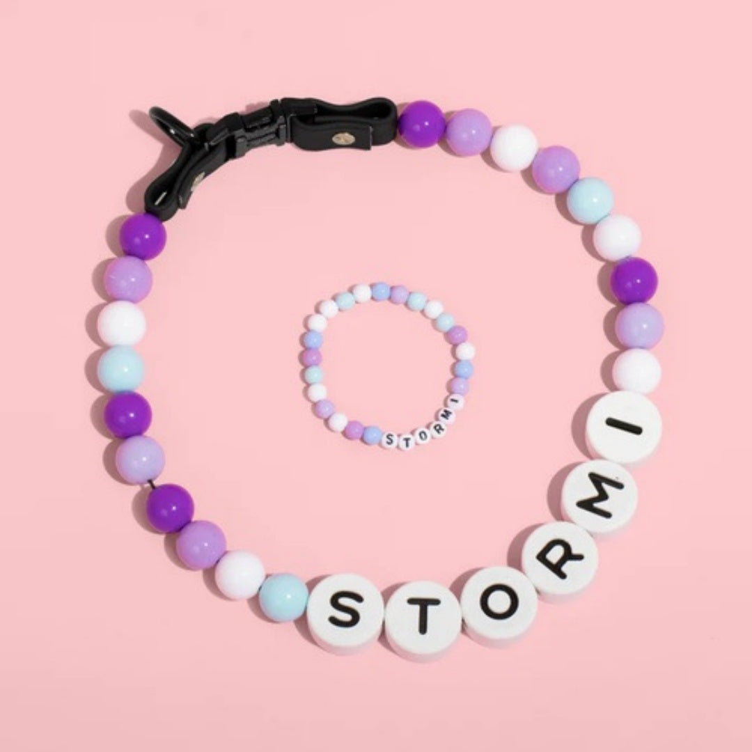 Pet Perled nom collier avec bracelet ensemble collier de chien personnalisé avec perles bricolage nom chien lettre