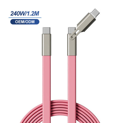 Câble de recharge 2-en-1 multiprotocole 240W entièrement compatible avec la silicone