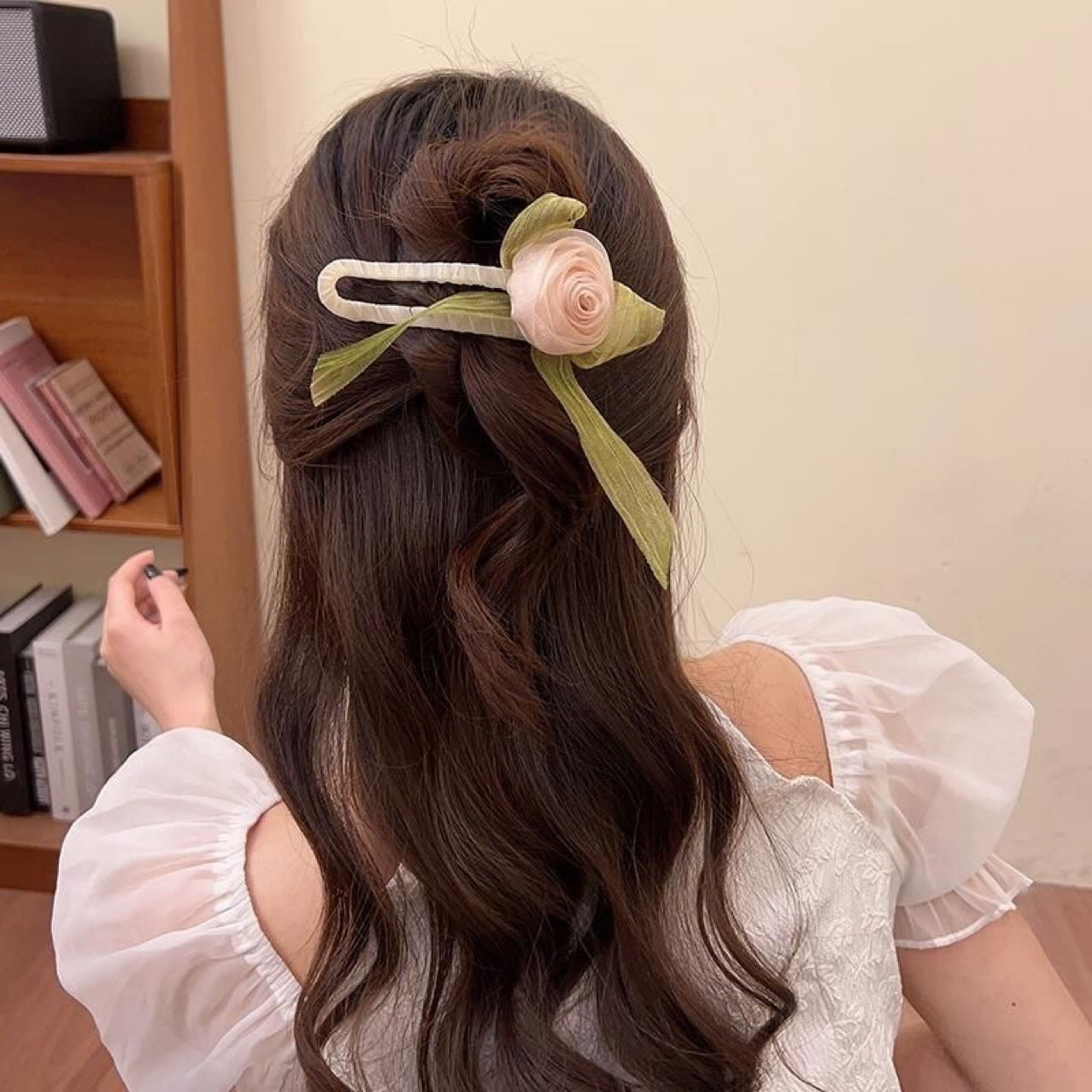 Grand Clip pour cheveux Mesh Rose Accessoire pour femmes