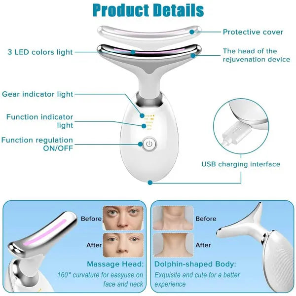 Massage du visage de cou outil de sculptation du visage 3 modes de couleur et vibration pour masseur faciale Fo