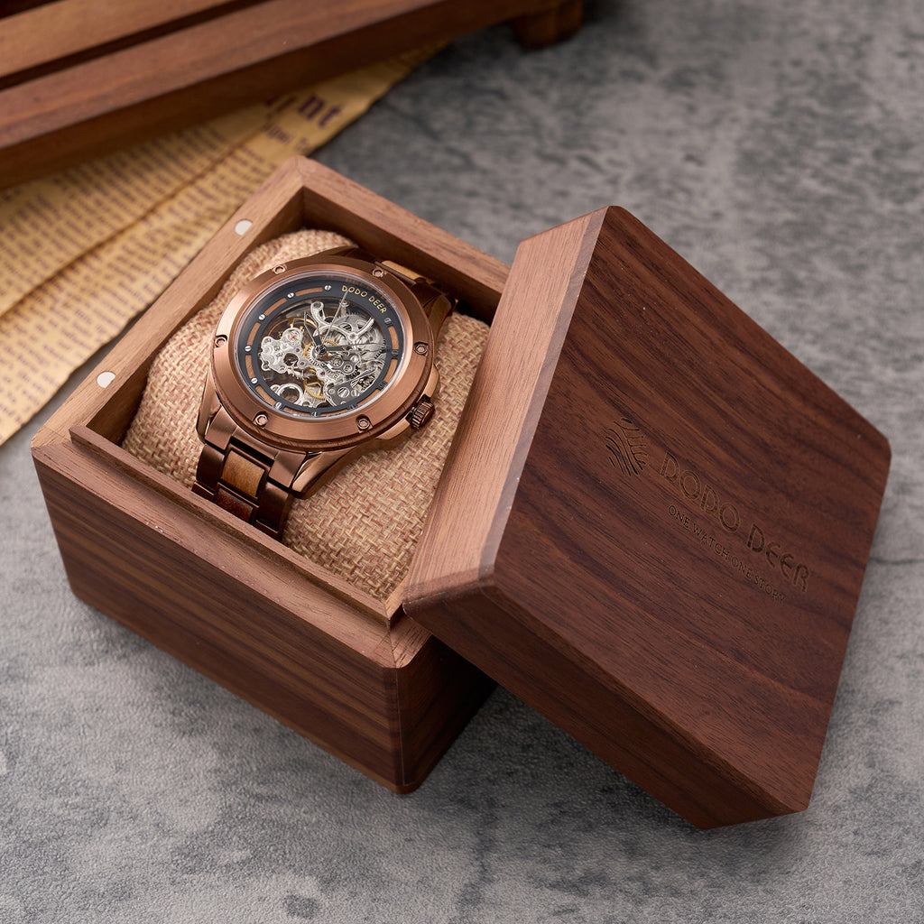 Montre mécanique en bois pour hommes