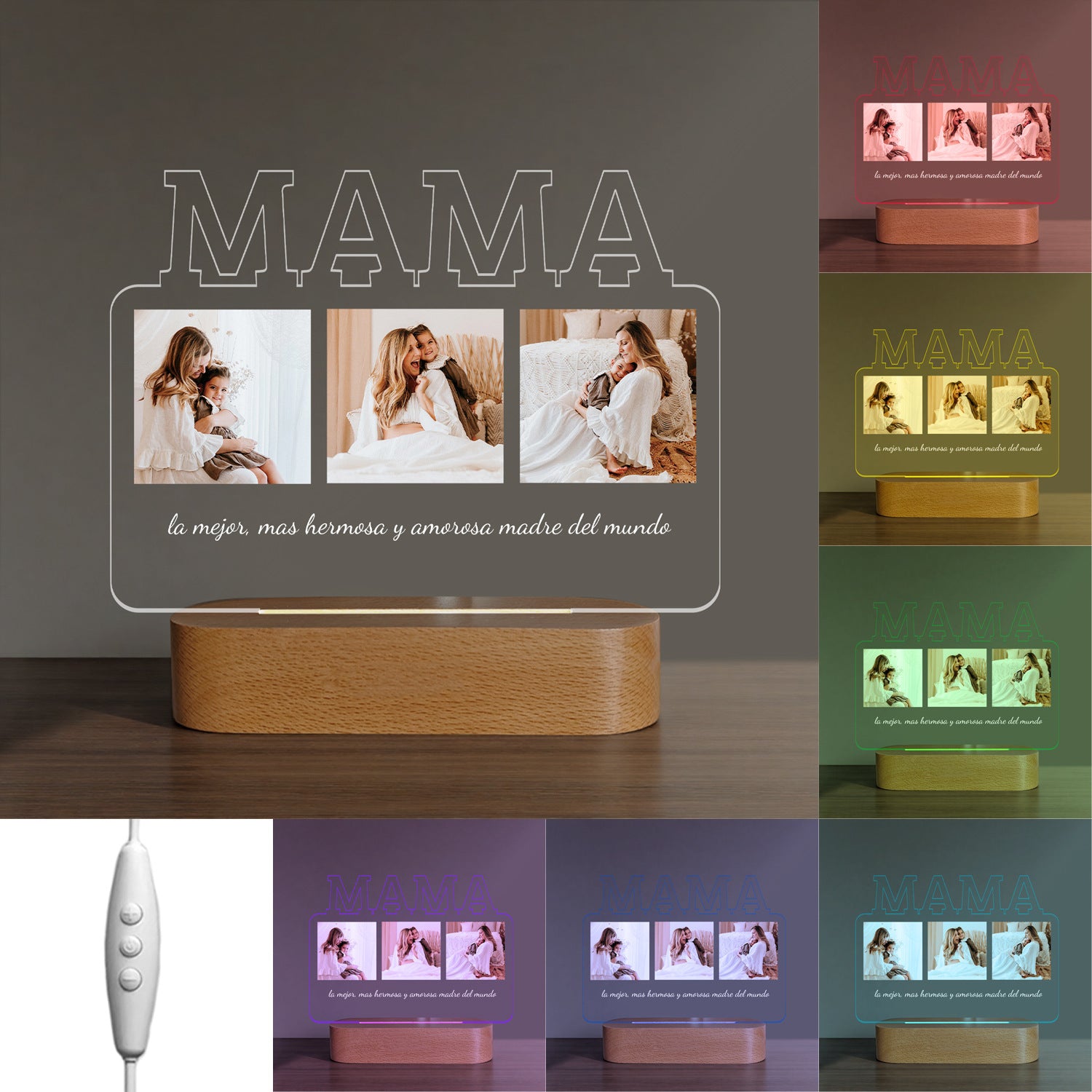Creative Mère's Birthday Photo Personnalisation Chambre Lampe de chevet